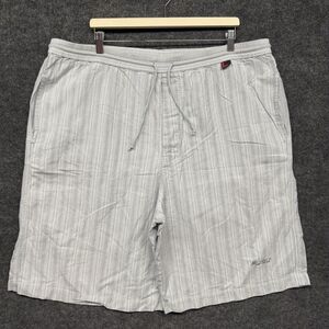 Vintage Fubu Lounge Shorts Men's Size 2XL Button Fly Drawstring Gray Striped Y2K